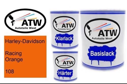 Harley-Davidson, Racing Orange, 108: 1L Lackdose + 1L Klarlack + 500ml Härter - Set, von ATW Autoteile West.